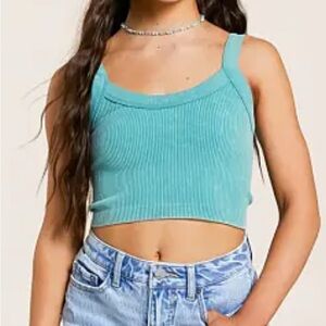 Teal Ribbed Crop Top